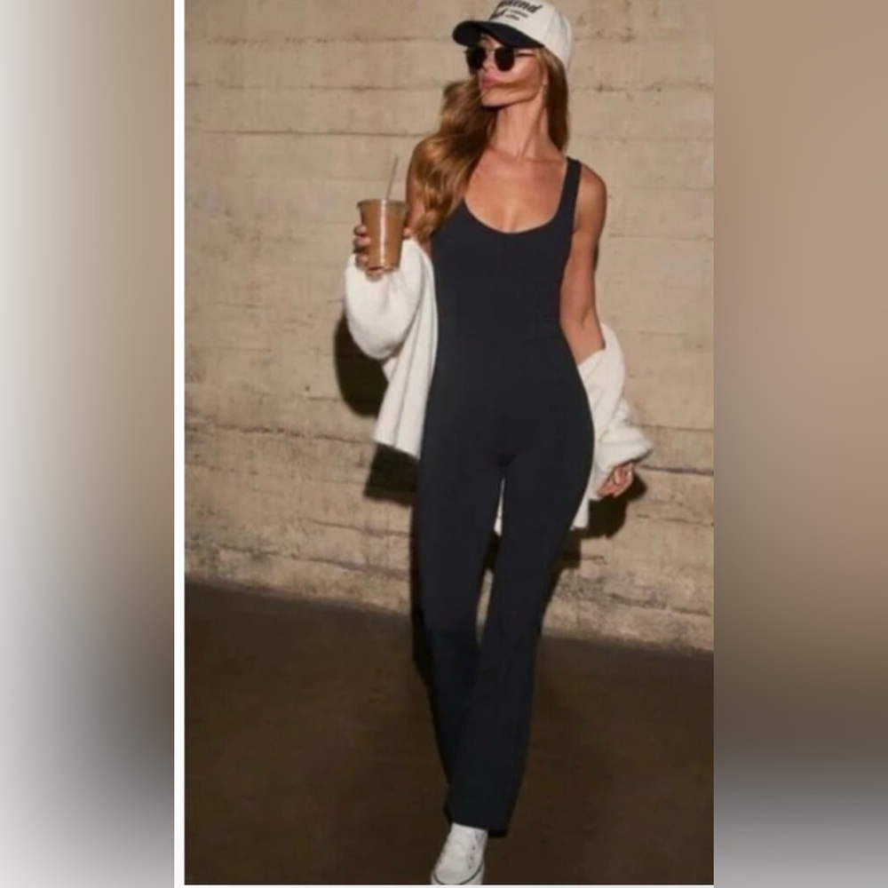 Sleek Black Scoop Neck Jumpsuit
